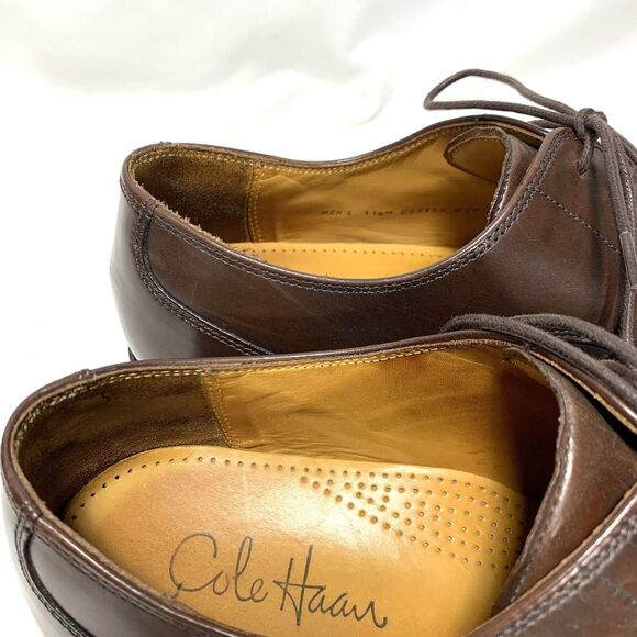 Cole Haan Dress Shoes Brown Eaton Apron Toe Derby Oxford Leather Men’s 11.5 - Picture 10 of 14